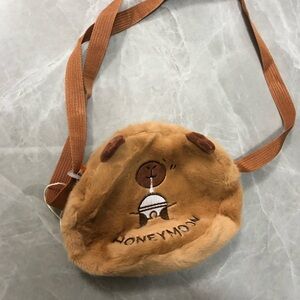 Cute Brown Plush Crossbody Bag